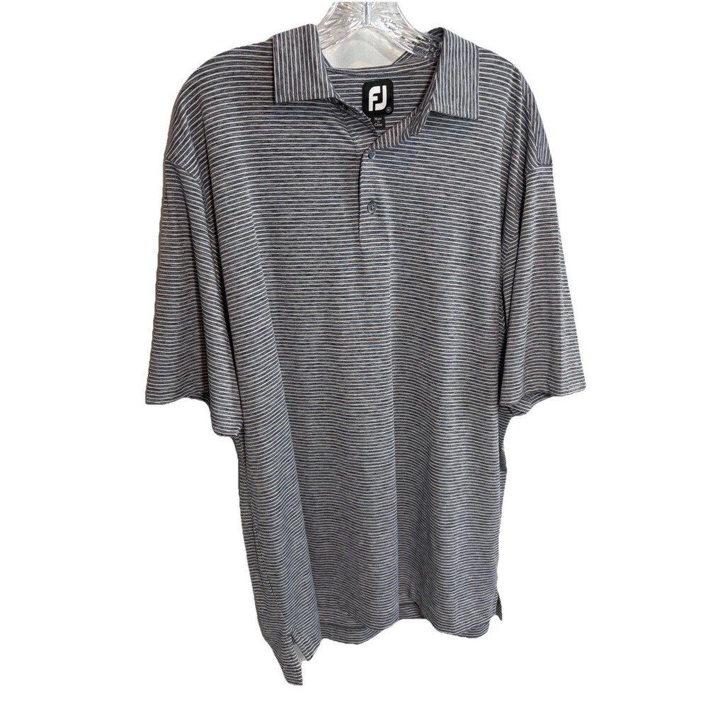 FootJoy FJ Golf Polo XL Gray White Stripe 4-Way Stretch Performance Shirt NWOT
